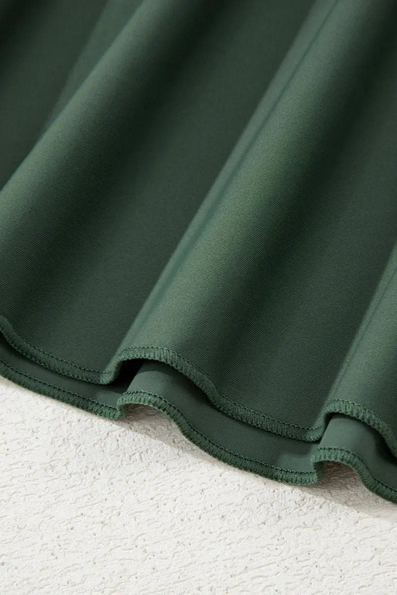 Mist Green Side Tied Waist Square Neck Adjustable Straps A-line One Piece Swim Dress - Love Salve